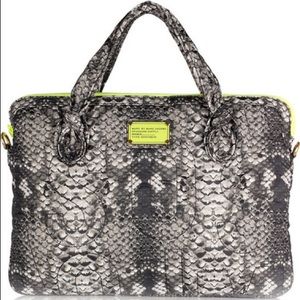 Marc Jacobs Python/Neon Yellow Laptop Bag w/Strap